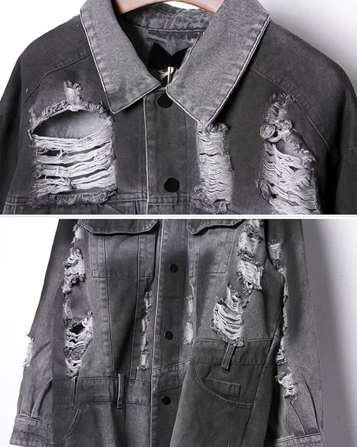 Ripped Denim Jacket "Kagama" - Image 7