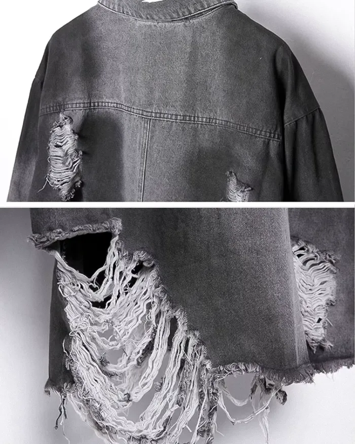 Ripped Denim Jacket "Kagama" - Image 8