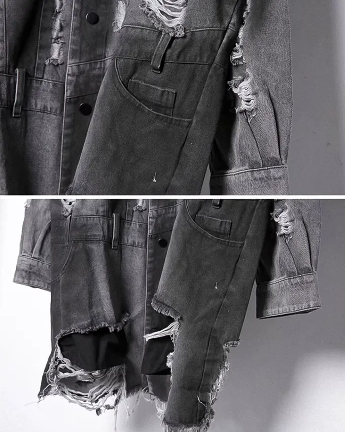 Ripped Denim Jacket "Kagama" - Image 9