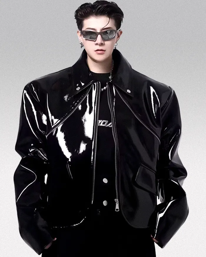 Shiny leather Jacket "Sagaka" - Image 3