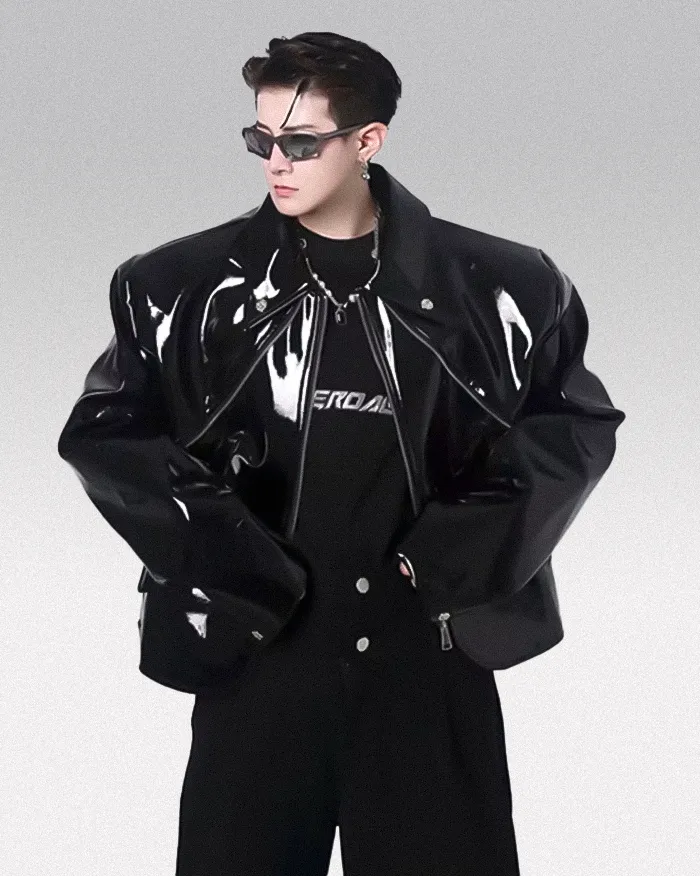 Shiny leather Jacket "Sagaka" - Image 4
