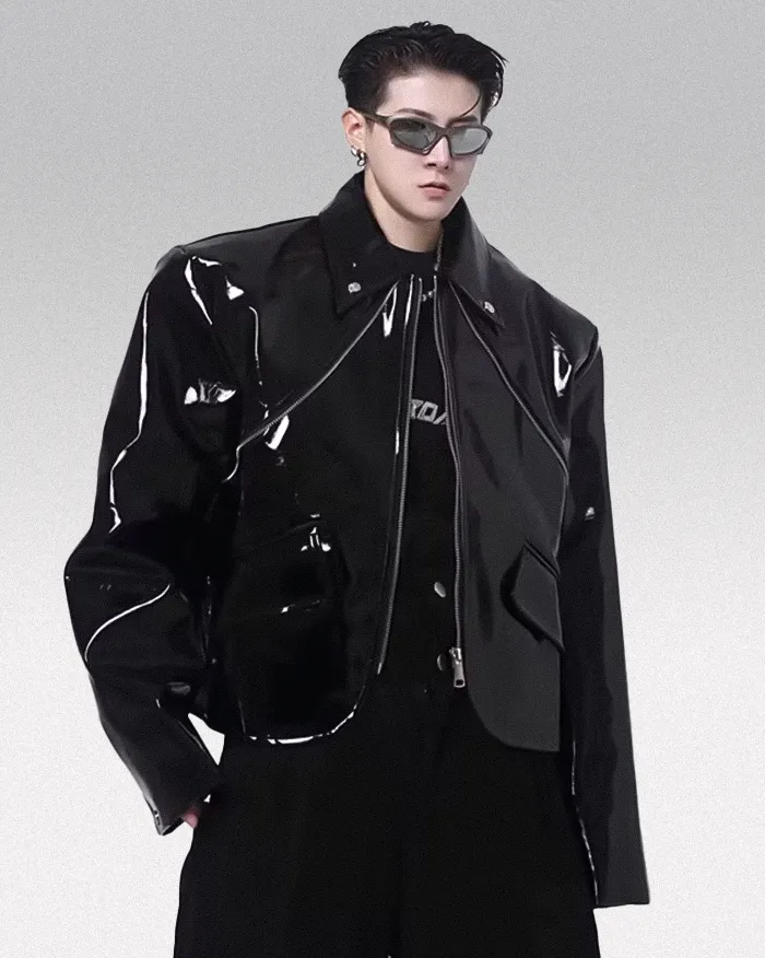Shiny leather Jacket "Sagaka" - Image 5