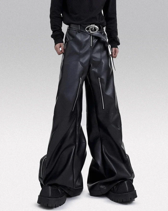 Wide leg leather cargo pants "Kawashi" - Image 3