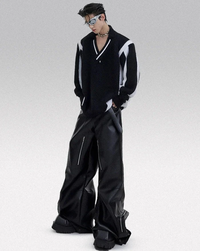 Wide leg leather cargo pants "Kawashi" - Image 4