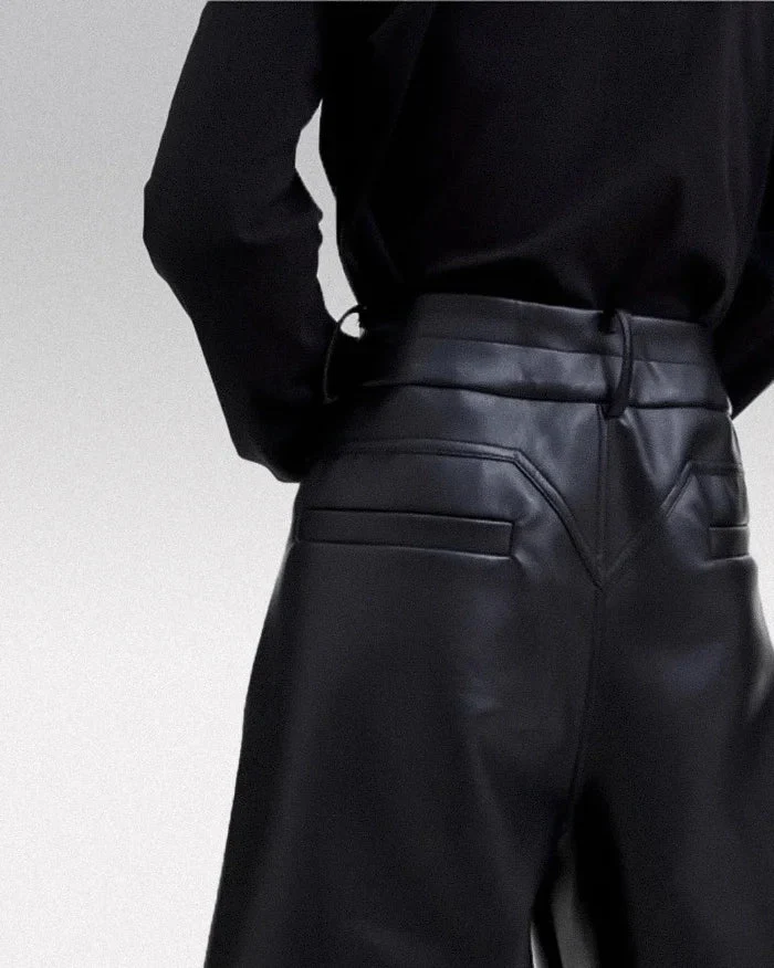 Wide leg leather cargo pants "Kawashi" - Image 5