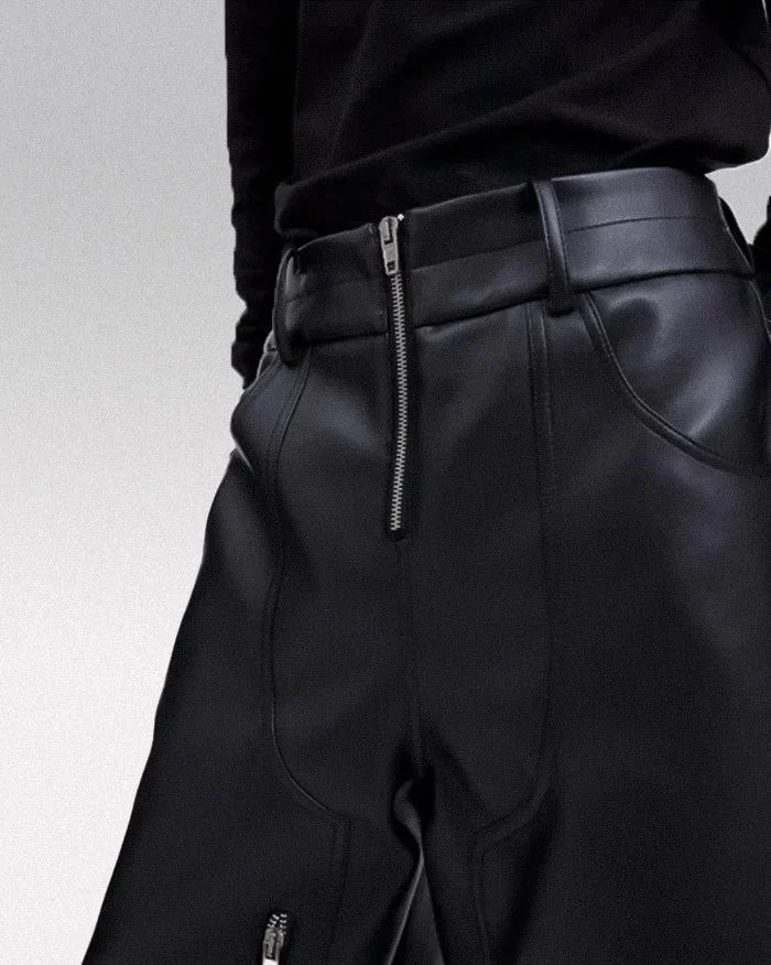 Wide leg leather cargo pants "Kawashi" - Image 6
