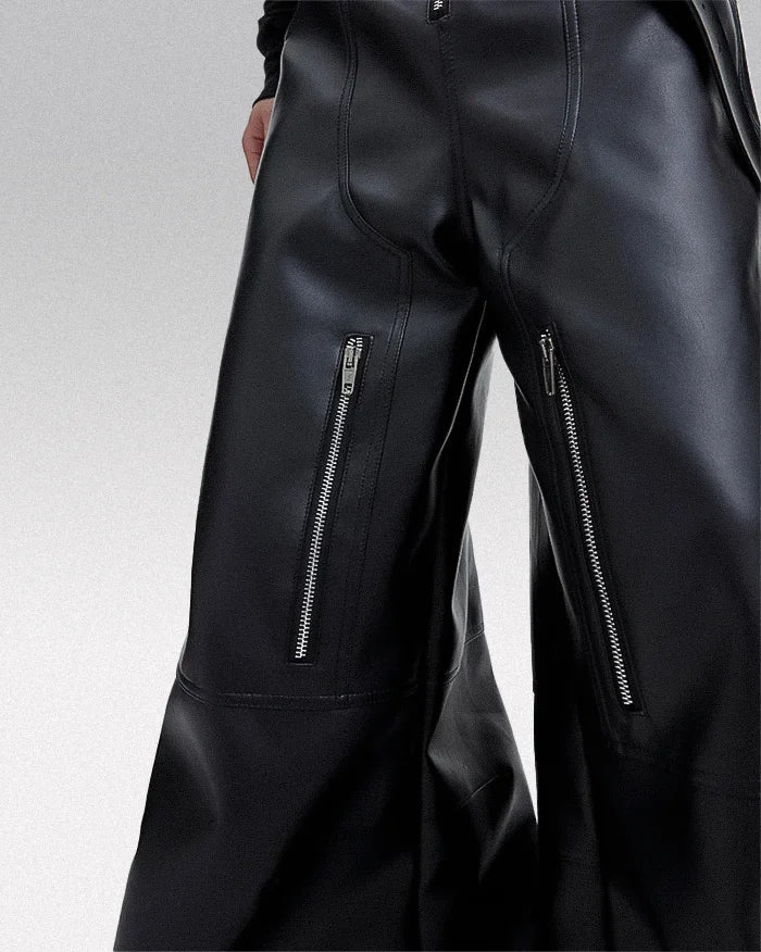 Wide leg leather cargo pants "Kawashi" - Image 7