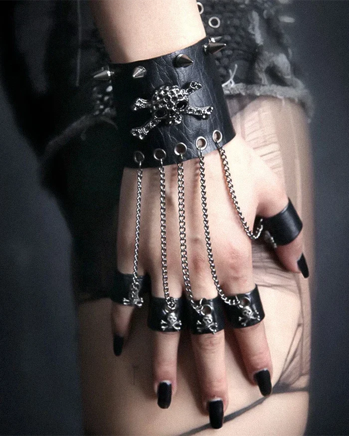 Women Skull bracelet glove - Image 5